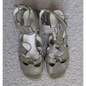 NIB Anthropologie Silent D Belli Moss Green Strappy Heeled Sandals Sz 40